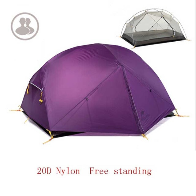 Naturehike 3 Season Mongar Camping Tent 20D Nylon Fabic Double Layer Waterproof Tent for 2 Persons NH17T007-M