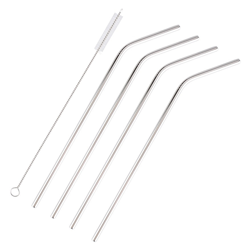 Stainless Steel Straws w/ Cleaning Brush, Universal Fit 16-50oz Tumblers & Cups, 4PK - aomega-products