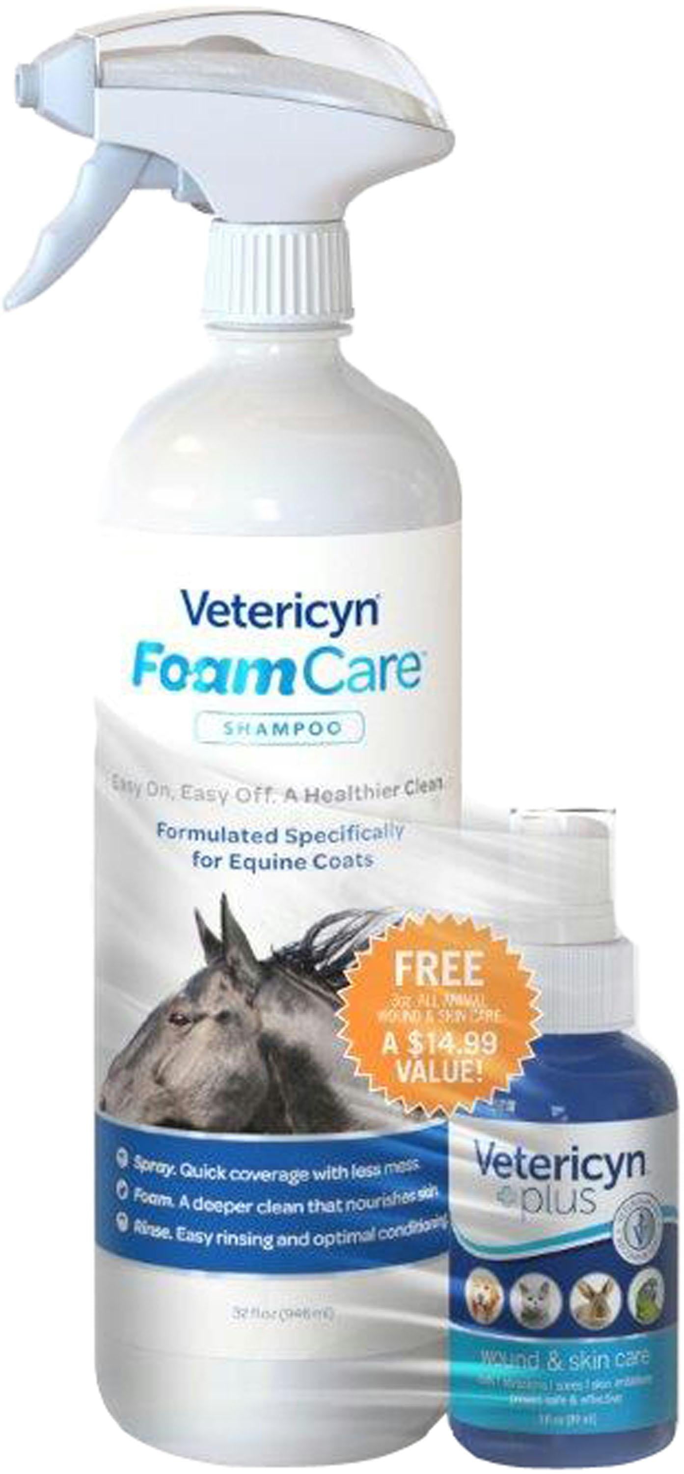 Vetericyn Equine Foamcare Shampoo Bonus Pack - aomega-products