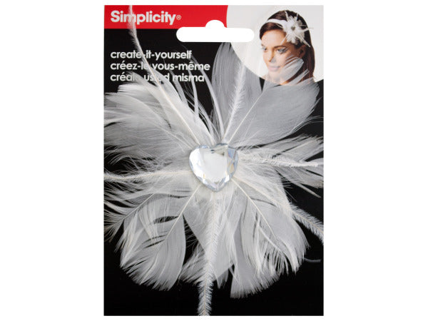 White Feather with Heart Jewel Headband Accent - aomega-products