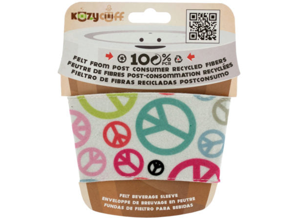 Peace Sign Kozy Cuff Felt Beverage Sleeve - aomega-products