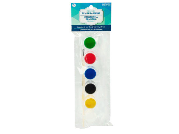 Tempera Primary Paint Pots with Brush - aomega-products