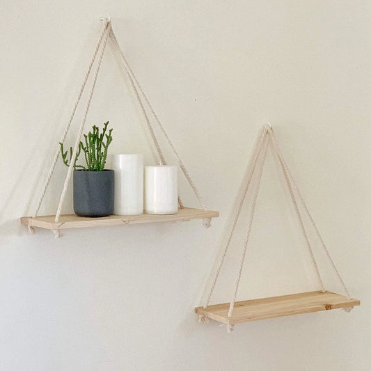 Wooden Rope Swing Shelf