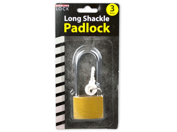 Iron Long Shackle Padlock with 3 Keys - aomega-products