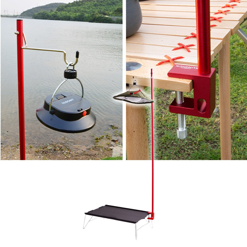Outdoor Folding Lamp Post Pole Aluminum Alloy Portable Hiking Camping Tent Table Hanging Light Fixing Stand Holder
