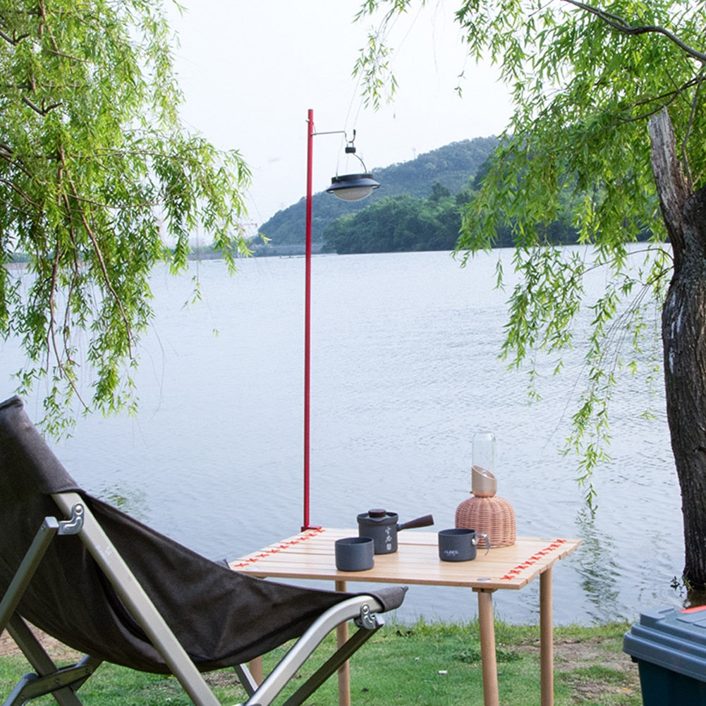 Outdoor Folding Lamp Post Pole Aluminum Alloy Portable Hiking Camping Tent Table Hanging Light Fixing Stand Holder