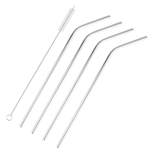 Stainless Steel Straws w/ Cleaning Brush, Universal Fit 16-50oz Tumblers &amp; Cups, 4PK - aomega-products