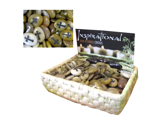 Inspirational Stones Engraved with Cross Countertop Display - aomega-products