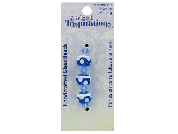 Round Blue Beads with Dots and Spacers - aomega-products