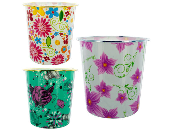 Round Floral Design Wastebasket - aomega-products