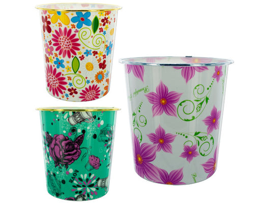 Round Floral Design Wastebasket - aomega-products