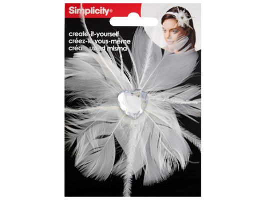White Feather with Heart Jewel Headband Accent - aomega-products