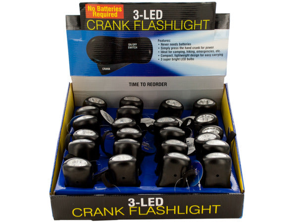 LED Crank Flashlight Countertop Display - aomega-products