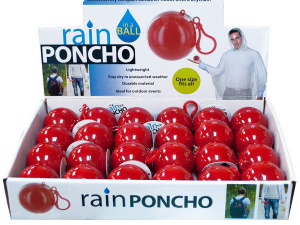 Rain Poncho in a Ball Countertop Display - aomega-products