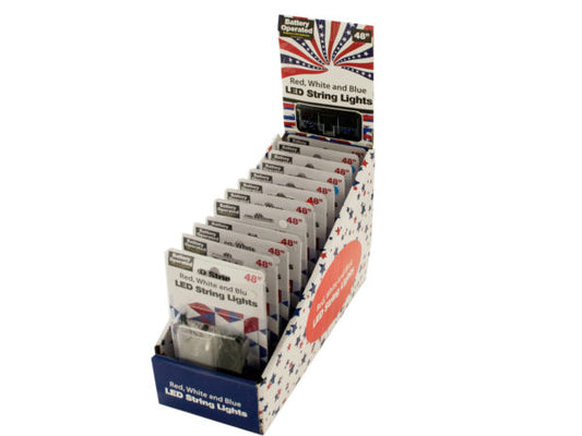 Red, White &amp; Blue LED String Lights Countertop Display - aomega-products