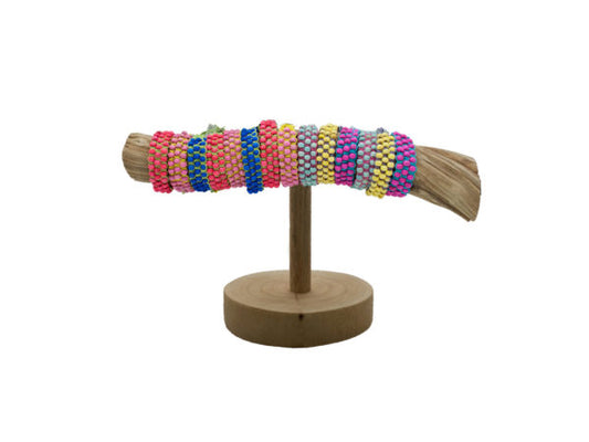 Wooden Bead Bracelet With Tree Branch Display 36 ct - aomega-products