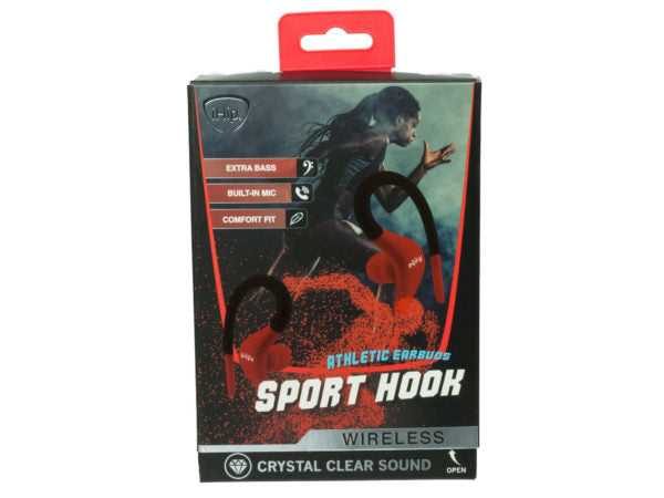 iHip Black and Red Sport Hook Wireless Bluetooth Earbuds - aomega-products
