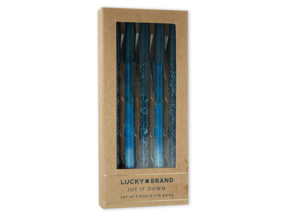 Lucky Brand Set of 5 Black Ink Pens - aomega-products