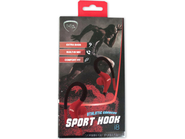 iHip Red and Black Athletic Earbuds Sports Hook - aomega-products