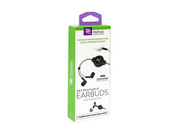 ReTrak Retractable Black Earbuds - aomega-products