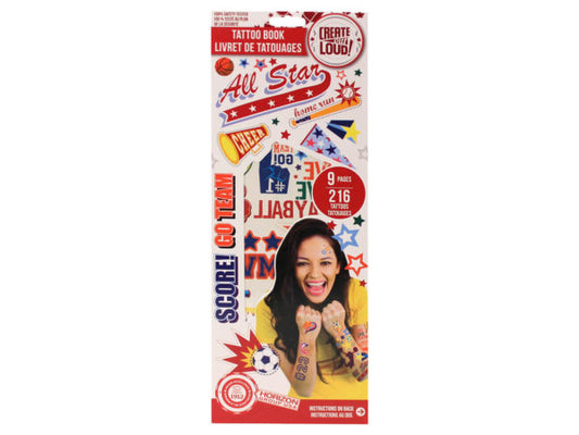 Sports Themed Temporary Tattoo Book - aomega-products